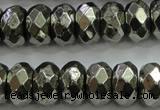 CPY430 15.5 inches 6*10mm faceted rondelle pyrite gemstone beads