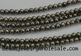 CPY45 16 inches 4mm round pyrite gemstone beads wholesale