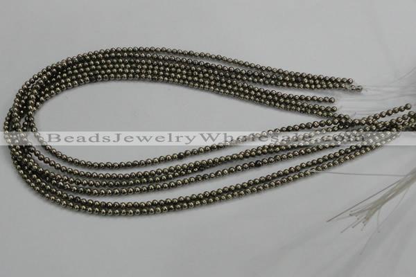 CPY45 16 inches 4mm round pyrite gemstone beads wholesale