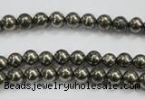 CPY46 16 inches 6mm round pyrite gemstone beads wholesale