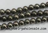 CPY47 16 inches 8mm round pyrite gemstone beads wholesale