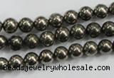 CPY48 16 inches 10mm round pyrite gemstone beads wholesale