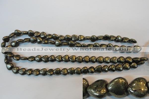 CPY51 16 inches 10*10mm heart pyrite gemstone beads wholesale