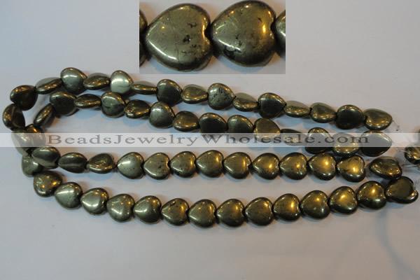 CPY53 16 inches 14*14mm heart pyrite gemstone beads wholesale