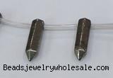 CPY555 Top drilled 6*22mm sticks pyrite gemstone beads