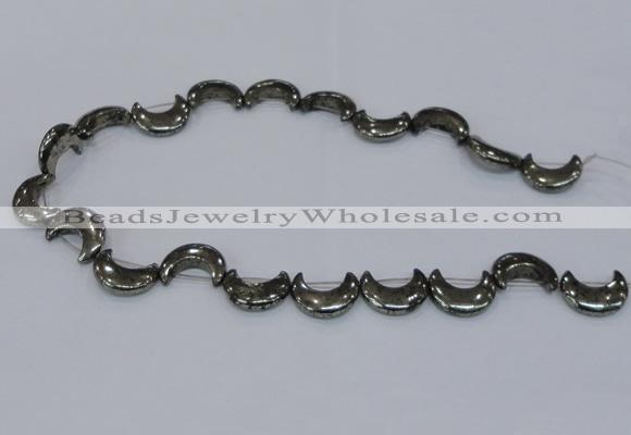 CPY568 15.5 inches 15*20mm curved moon pyrite gemstone beads