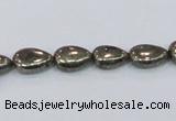 CPY576 15.5 inches 8*11mm flat teardrop pyrite gemstone beads