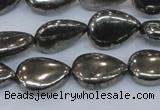 CPY578 15.5 inches 13*18mm flat teardrop pyrite gemstone beads