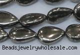 CPY579 15.5 inches 15*20mm flat teardrop pyrite gemstone beads