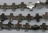 CPY581 15.5 inches 8*8mm cross pyrite gemstone beads wholesale