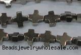 CPY582 15.5 inches 11*11mm cross pyrite gemstone beads wholesale