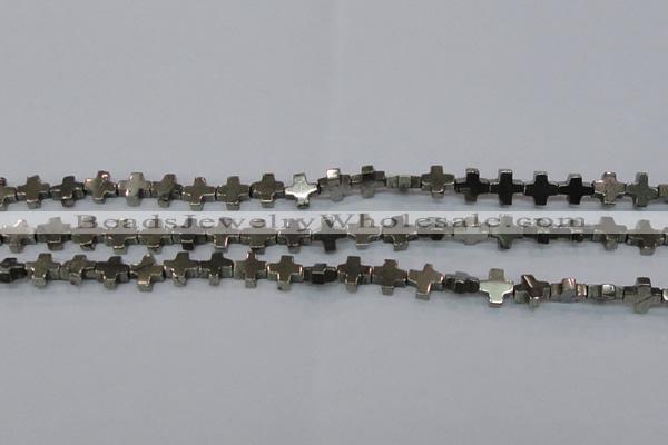 CPY582 15.5 inches 11*11mm cross pyrite gemstone beads wholesale