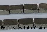 CPY593 15.5 inches 8*16mm cuboid pyrite gemstone beads