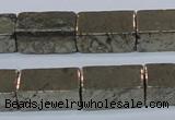 CPY594 15.5 inches 10*20mm cuboid pyrite gemstone beads