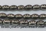 CPY597 15.5 inches 6*8mm rice pyrite gemstone beads wholesale