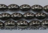 CPY599 15.5 inches 8*12mm rice pyrite gemstone beads wholesale