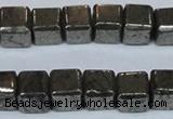 CPY613 15.5 inches 10*10mm cube pyrite gemstone beads