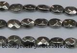 CPY630 15.5 inches 6*8mm faceted oval pyrite gemstone beads