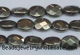 CPY631 15.5 inches 8*10mm faceted oval pyrite gemstone beads