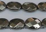 CPY632 15.5 inches 12*16mm faceted oval pyrite gemstone beads