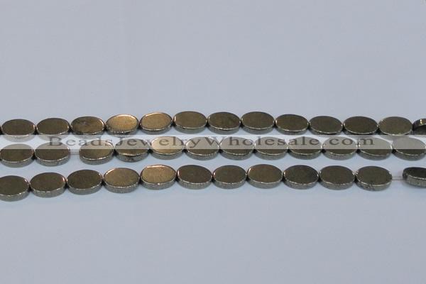 CPY642 15.5 inches 10*14mm oval pyrite gemstone beads wholesale