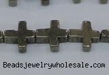 CPY663 15.5 inches 11*11mm cross pyrite gemstone beads wholesale