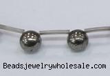 CPY665 Top drilled 10mm round pyrite gemstone beads wholesale