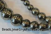 CPY74 15.5 inches 4mm - 18mm round pyrite gemstone beads wholesale