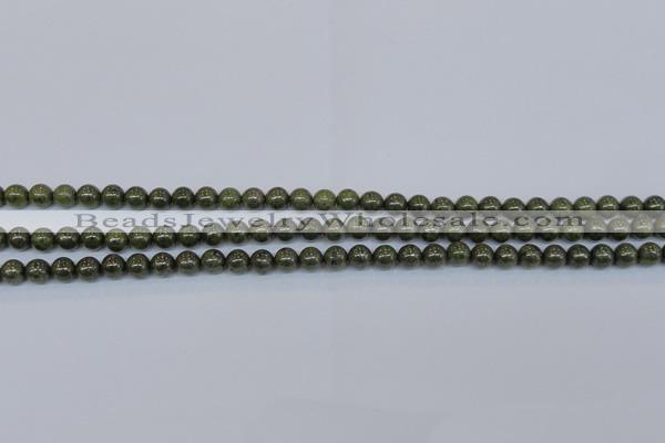 CPY750 15.5 inches 4mm round pyrite gemstone beads wholesale