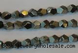 CPY76 15.5 inches 5-6mm faceted nuggets pyrite gemstone beads