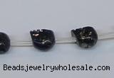 CPY787 Top drilled 8mm carved skull pyrite gemstone beads