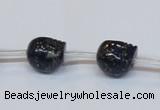 CPY788 Top drilled 10mm carved skull pyrite gemstone beads