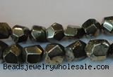 CPY79 15.5 inches 9-10mm faceted nuggets pyrite gemstone beads