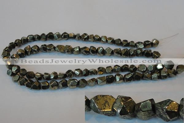 CPY79 15.5 inches 9-10mm faceted nuggets pyrite gemstone beads