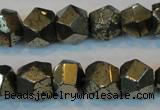 CPY80 15.5 inches 12mm faceted nuggets pyrite gemstone beads