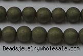 CPY813 15.5 inches 4mm round matte pyrite beads wholesale