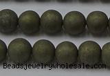 CPY814 15.5 inches 6mm round matte pyrite beads wholesale