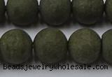 CPY818 15.5 inches 14mm round matte pyrite beads wholesale