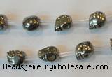 CPY83 15.5 inches 8mm carved skull pyrite gemstone beads wholesale