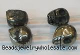 CPY87 15.5 inches 14mm carved skull pyrite gemstone beads wholesale