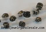 CPY90 15.5 inches 8mm carved rose pyrite gemstone beads wholesale