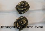 CPY95 15.5 inches 18mm carved rose pyrite gemstone beads wholesale