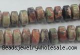 CRA07 15.5 inches 6*10mm rondelle natural rainforest agate beads