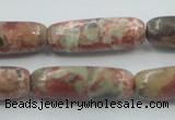 CRA09 15.5 inches 10*30mm cylinder natural rainforest agate beads