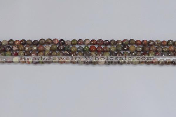 CRA160 15.5 inches 4mm faceted round rainforest agate beads