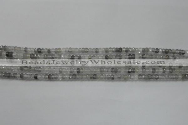 CRB105 15.5 inches 2.5*4mm faceted rondelle cloudy quartz beads