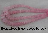 CRB1100 15.5 inches 5*8mm - 9*18mm rondelle rose quartz beads