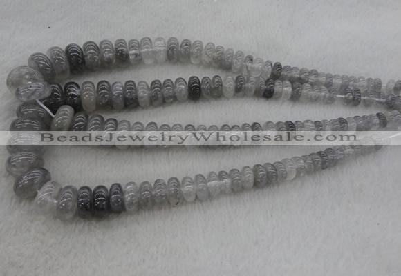 CRB1104 15.5 inches 5*8mm - 9*18mm rondelle cloudy quartz beads