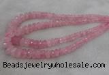 CRB1120 15.5 inches 5*8mm - 9*18mm faceted rondelle rose quartz beads