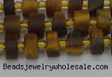 CRB1252 15.5 inches 5*8mm tyre matte yellow tiger eye beads